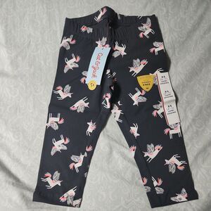 Cat & Jack Kids Unicorn Leggings XS 4/5 Gray Cotton Fantasy Pajama Bottoms